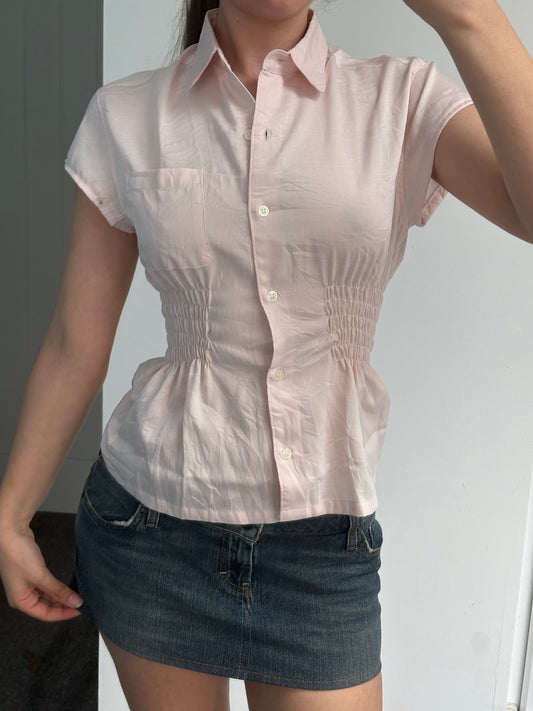 Pink Cinch Waist Shirt - Small