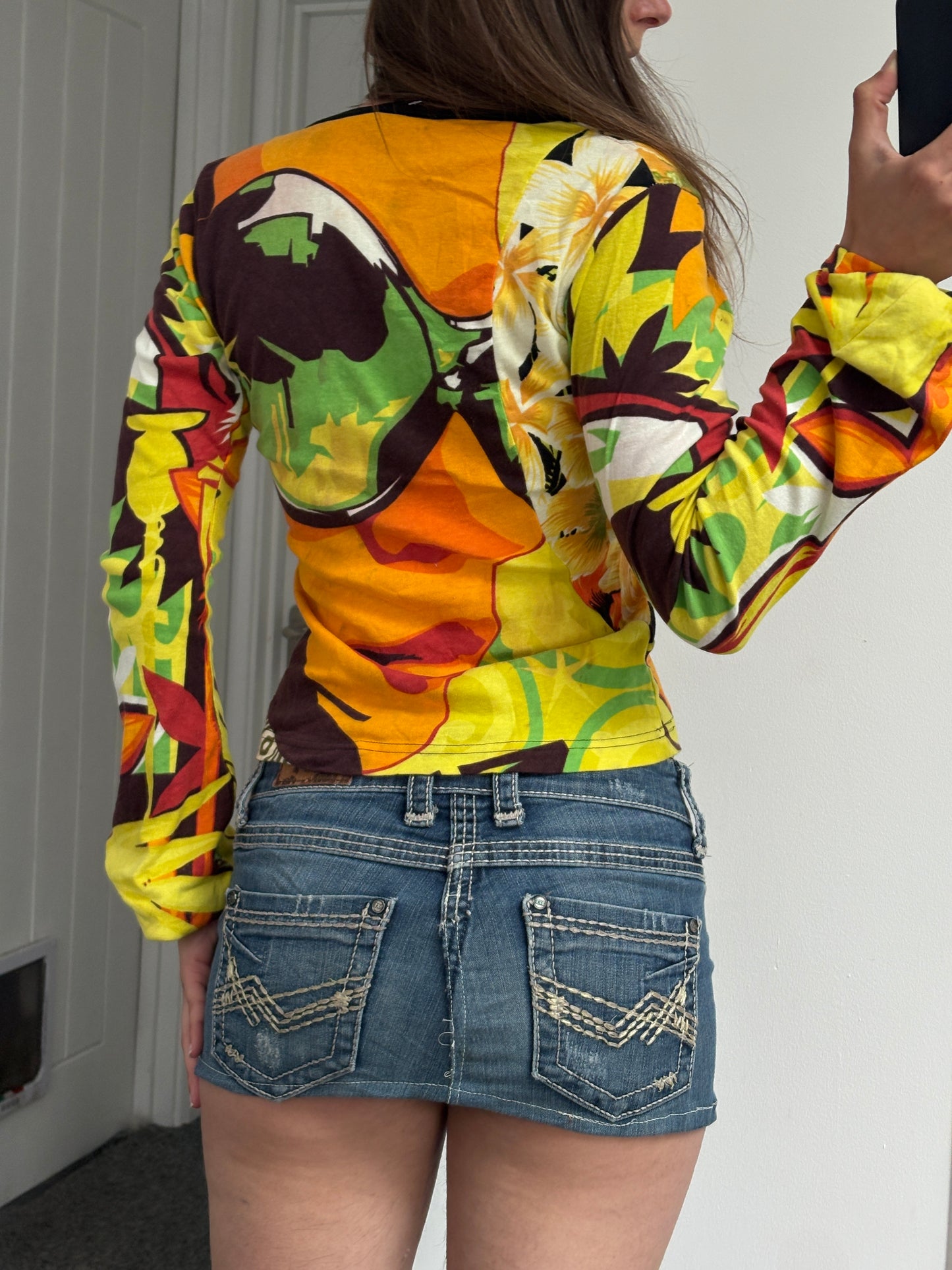 Floral Print Long Sleeve Graphic Top - Medium