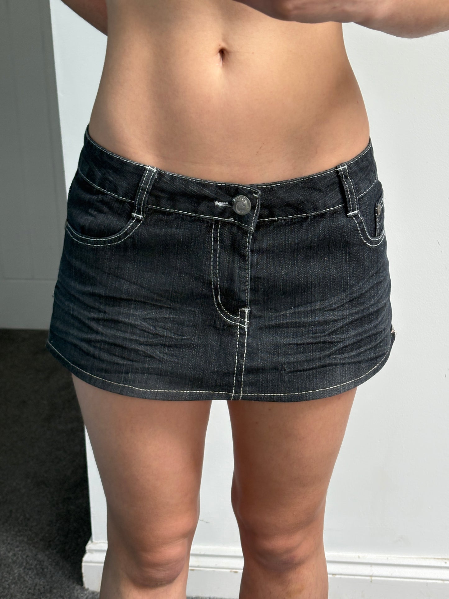 Low Waist Denim Micro Mini Skirt - W33
