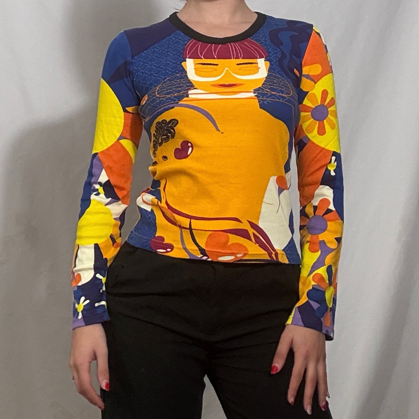 Vintage Y2K orange Hayes deadstock long sleeve graphic top - Medium