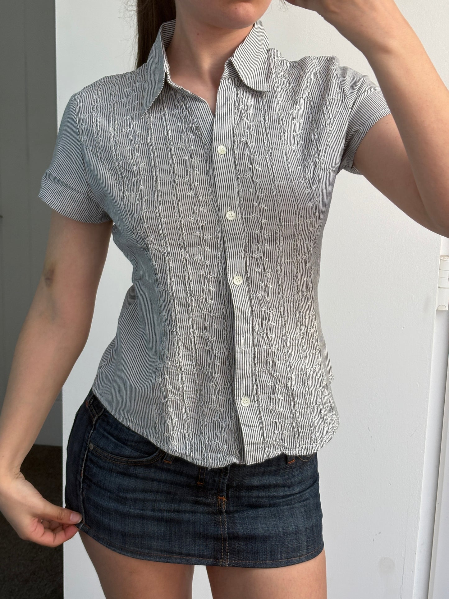 Striped Embroidered Shirt - Small