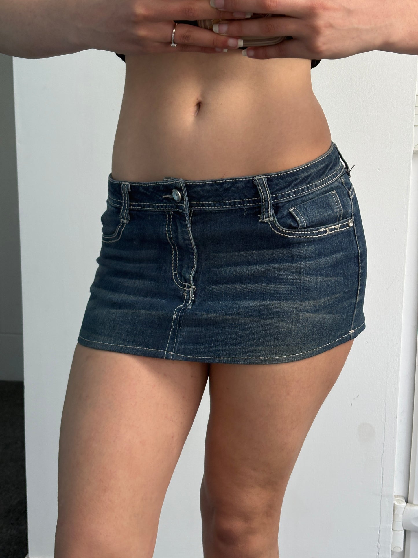 Denim Low Waist Micro Mini Skirt - W32