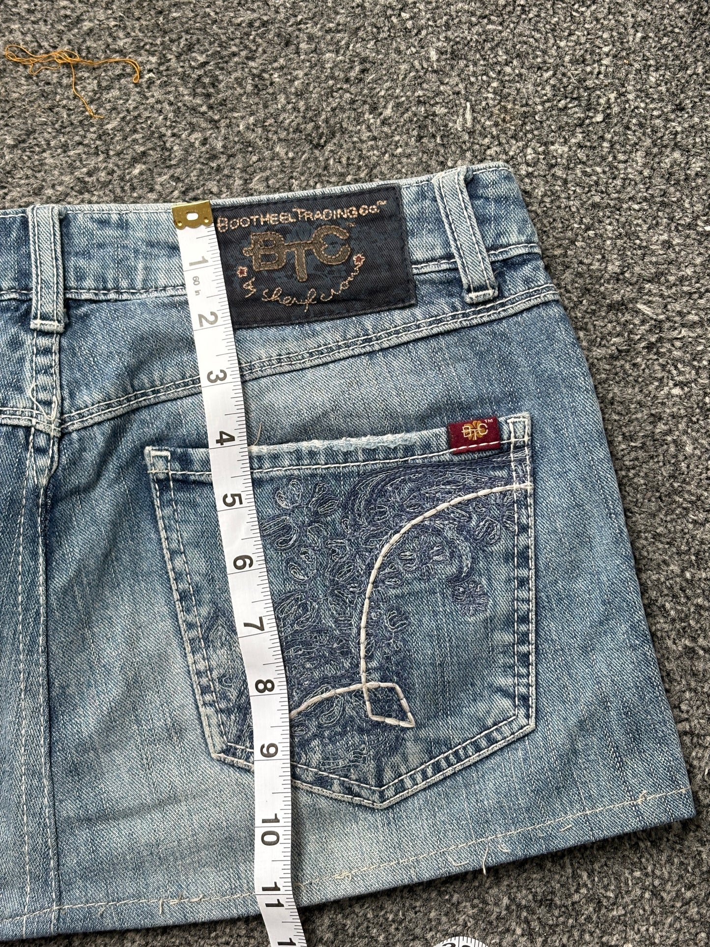 Low Waist Denim Micro Mini Skirt - W32