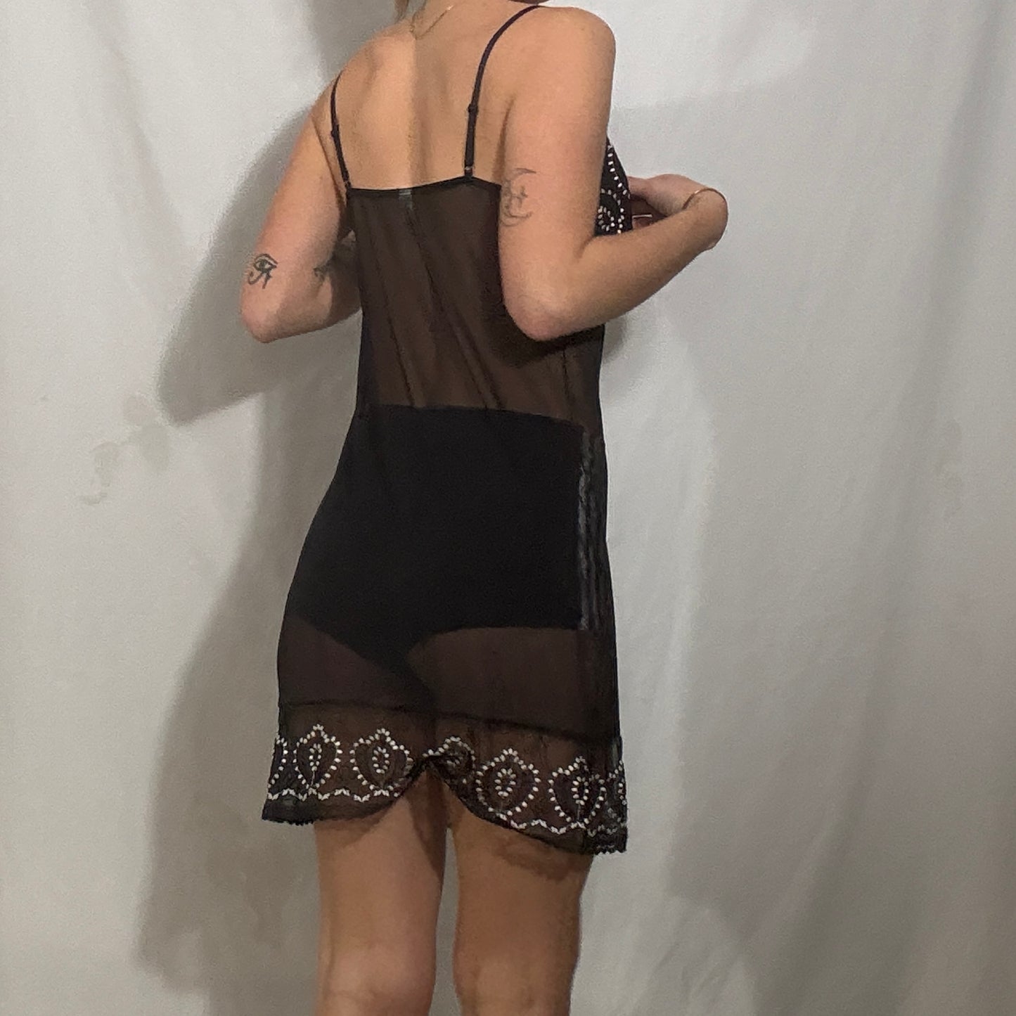 Vintage Y2K sheer slip dress - Large