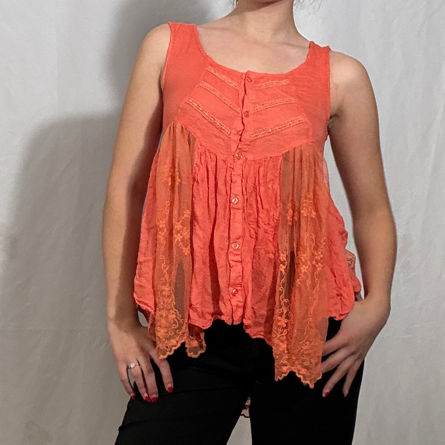 Vintage Y2K asymmetric lace cami top - Small