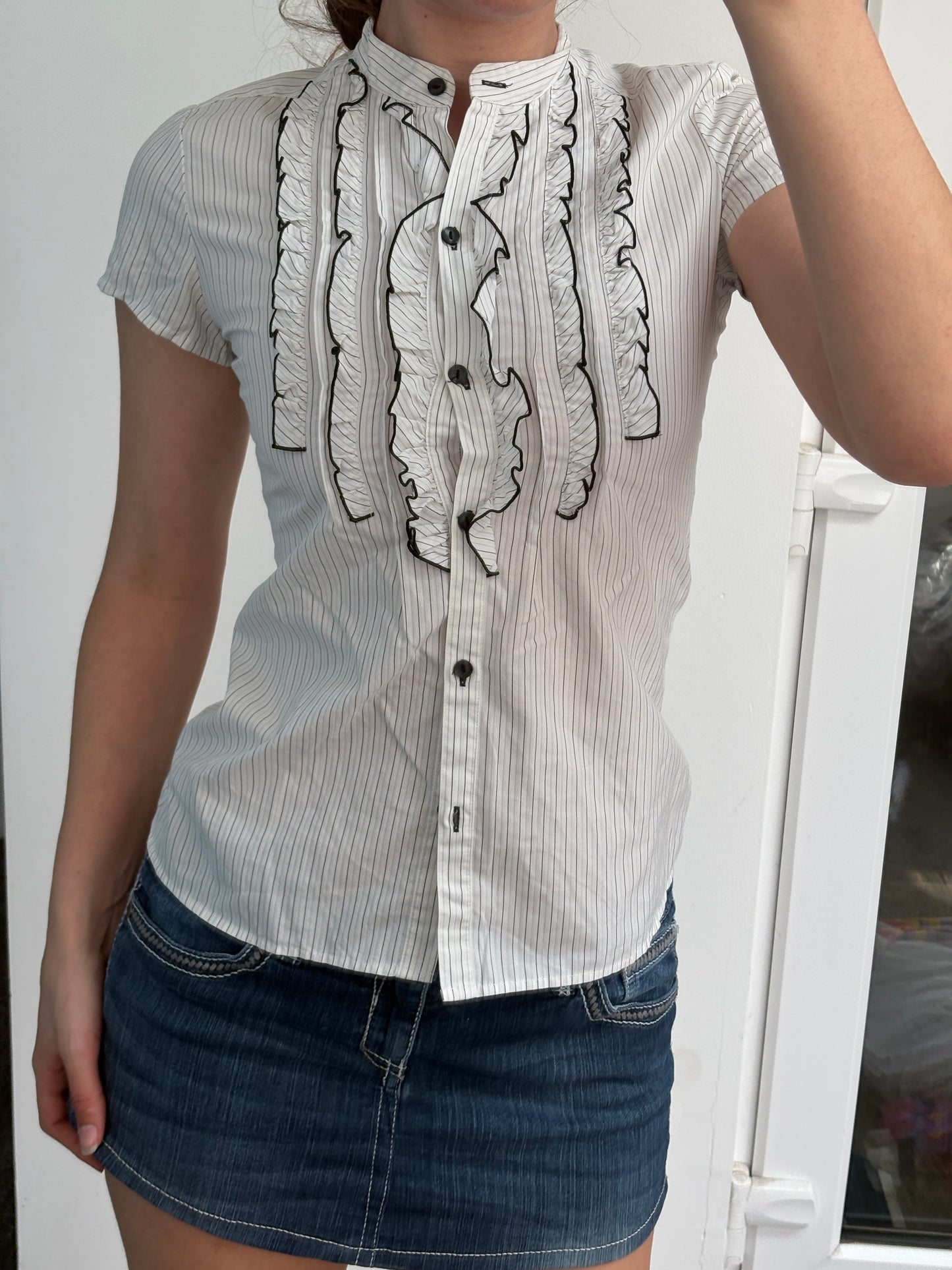 Striped Frilly Shirt - Small