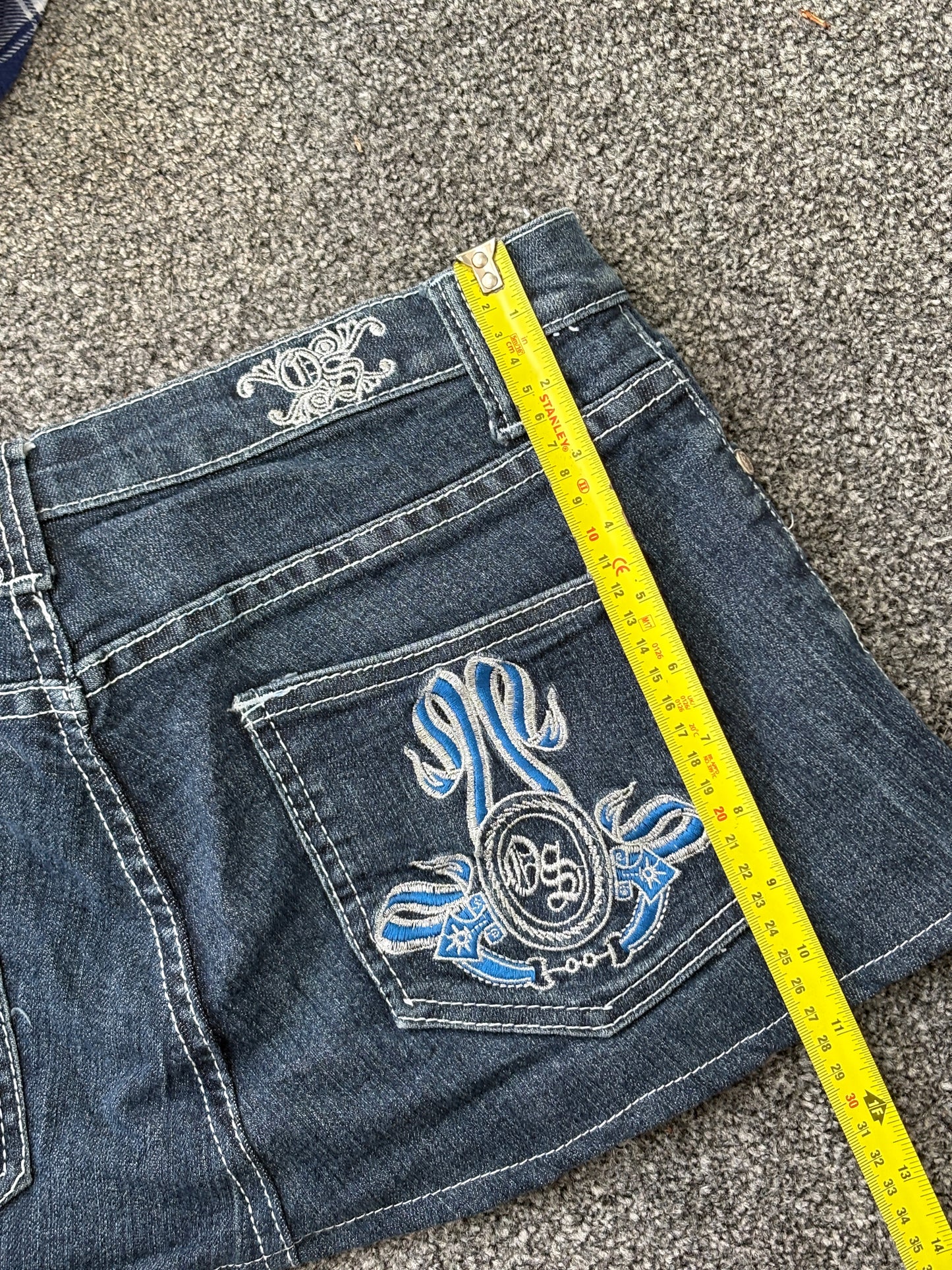 Embroidered Denim Mini Skirt - W32