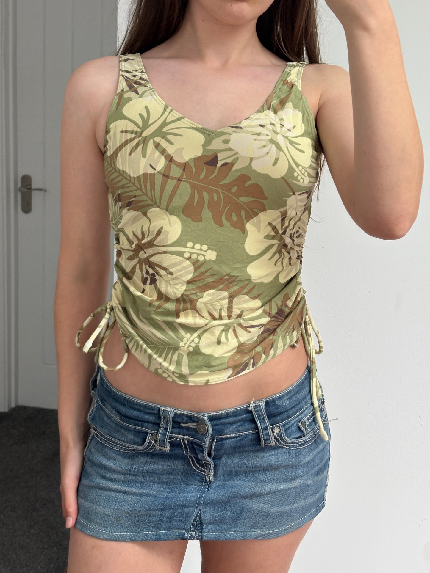 Floral Ruched Cami Top - Small
