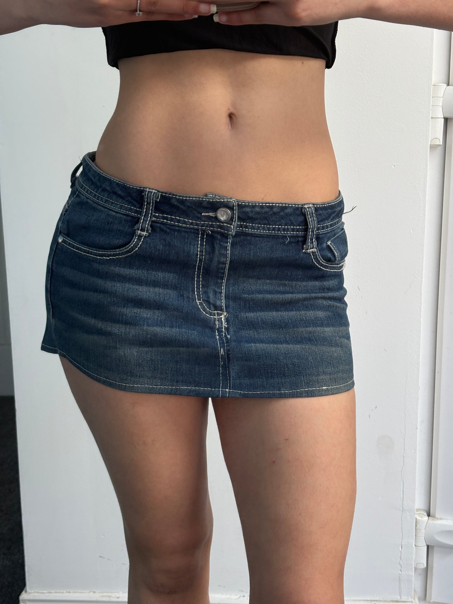 Denim Low Waist Micro Mini Skirt - W32