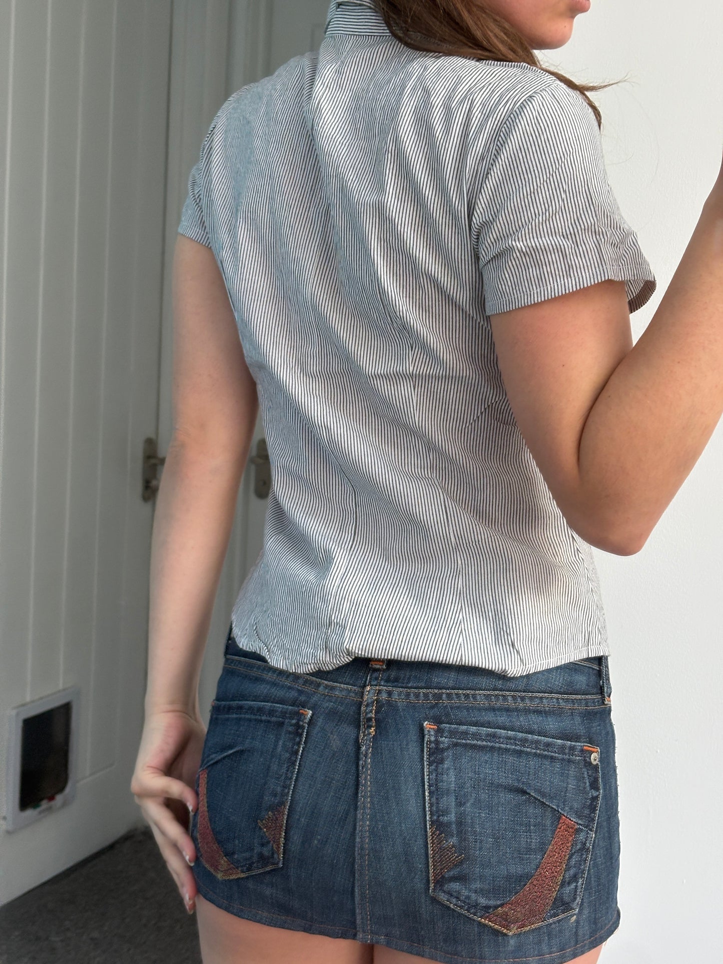 Striped Embroidered Shirt - Small