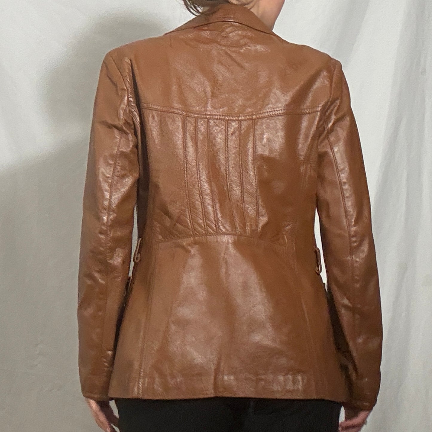 Vintage brown blazer style button up leather jacket - Small