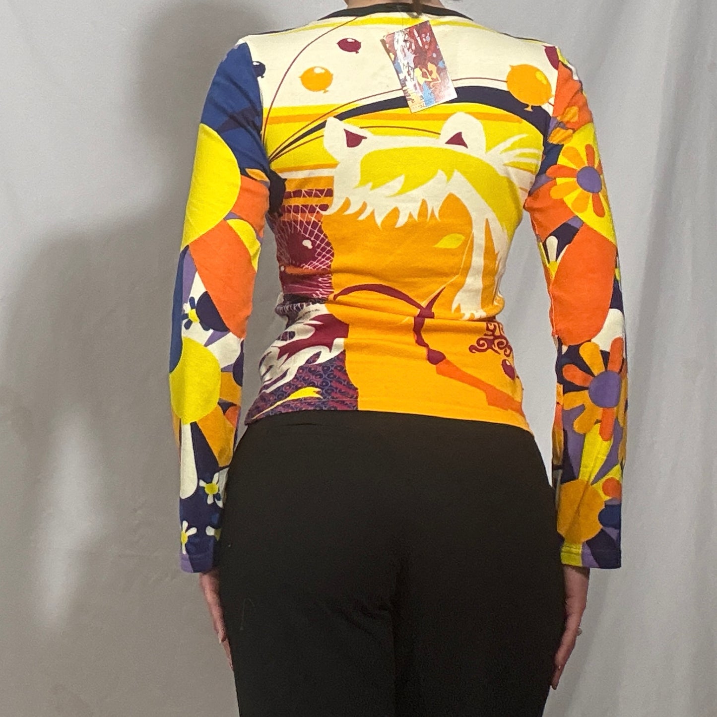 Vintage Y2K orange Hayes deadstock long sleeve graphic top - Medium